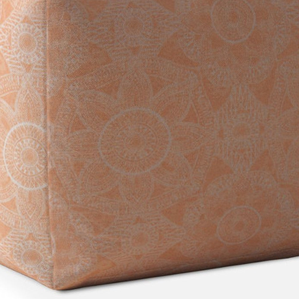 17" Orange Cotton Floral Pouf Cover