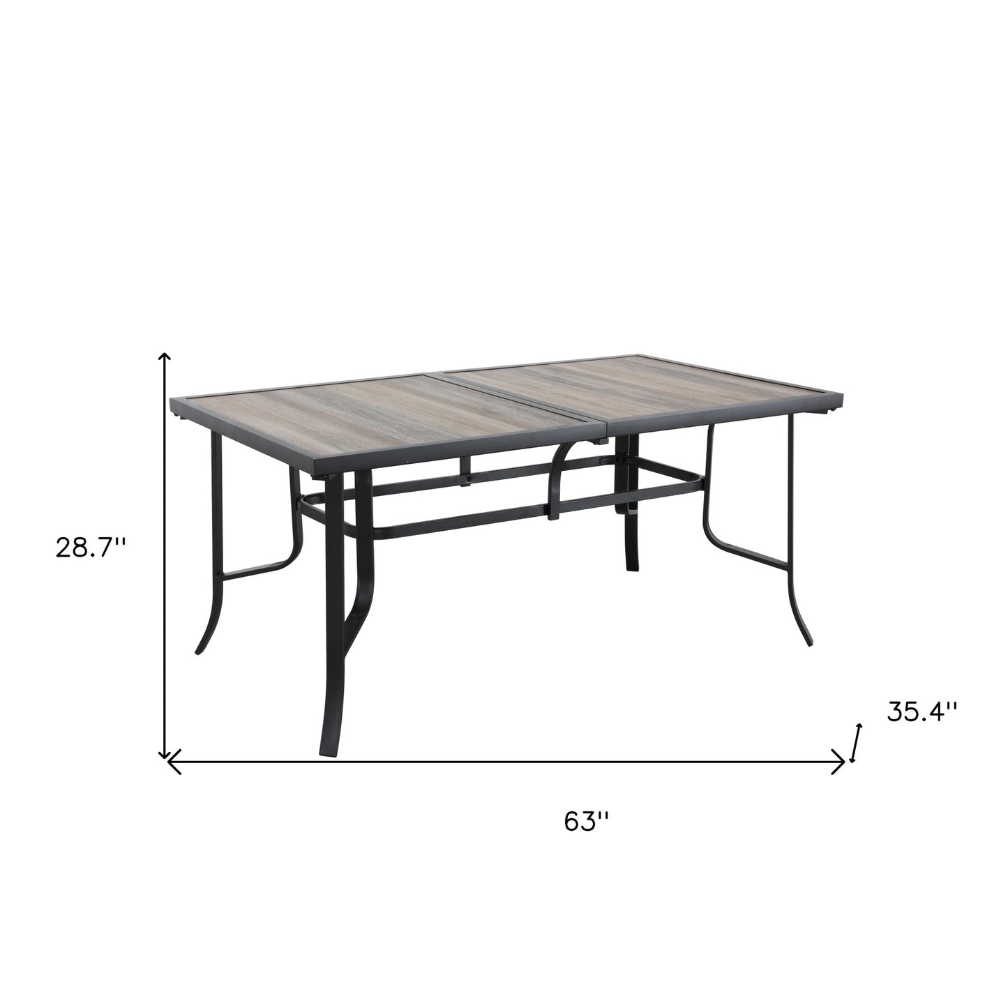 63" Brown and Black Metal Outdoor Dining Table