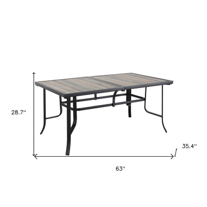63" Brown and Black Metal Outdoor Dining Table