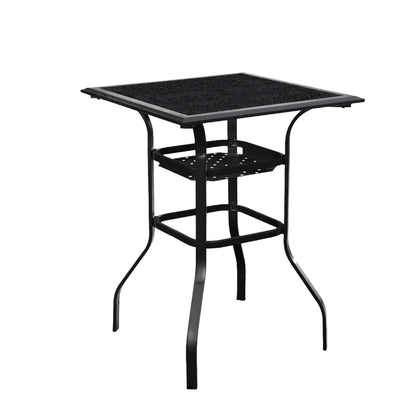 28" Black Square Glass Outdoor Bistro Table
