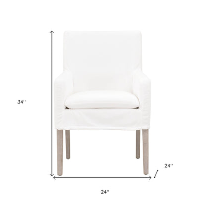 White And Gray Slipcovered Upholstered Polyester Arm chair