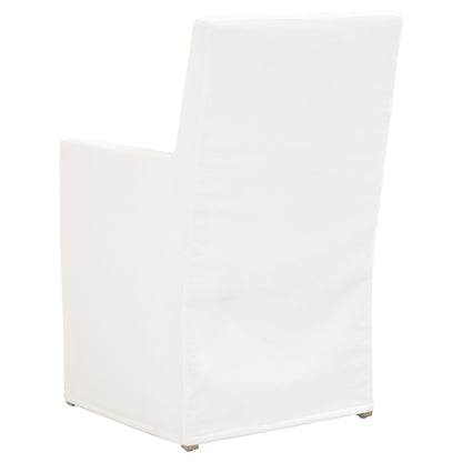 White And Gray Slipcovered Upholstered Polyester Arm chair