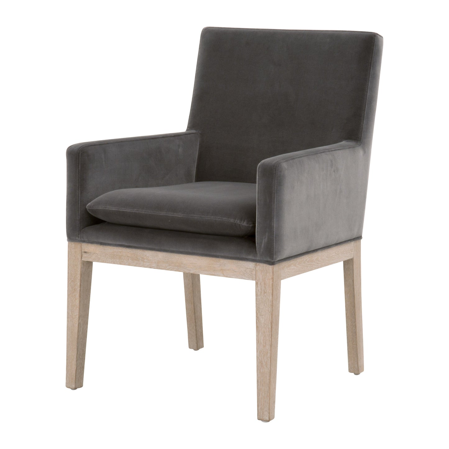Gray And Brown Upholstered Velvet Arm chair