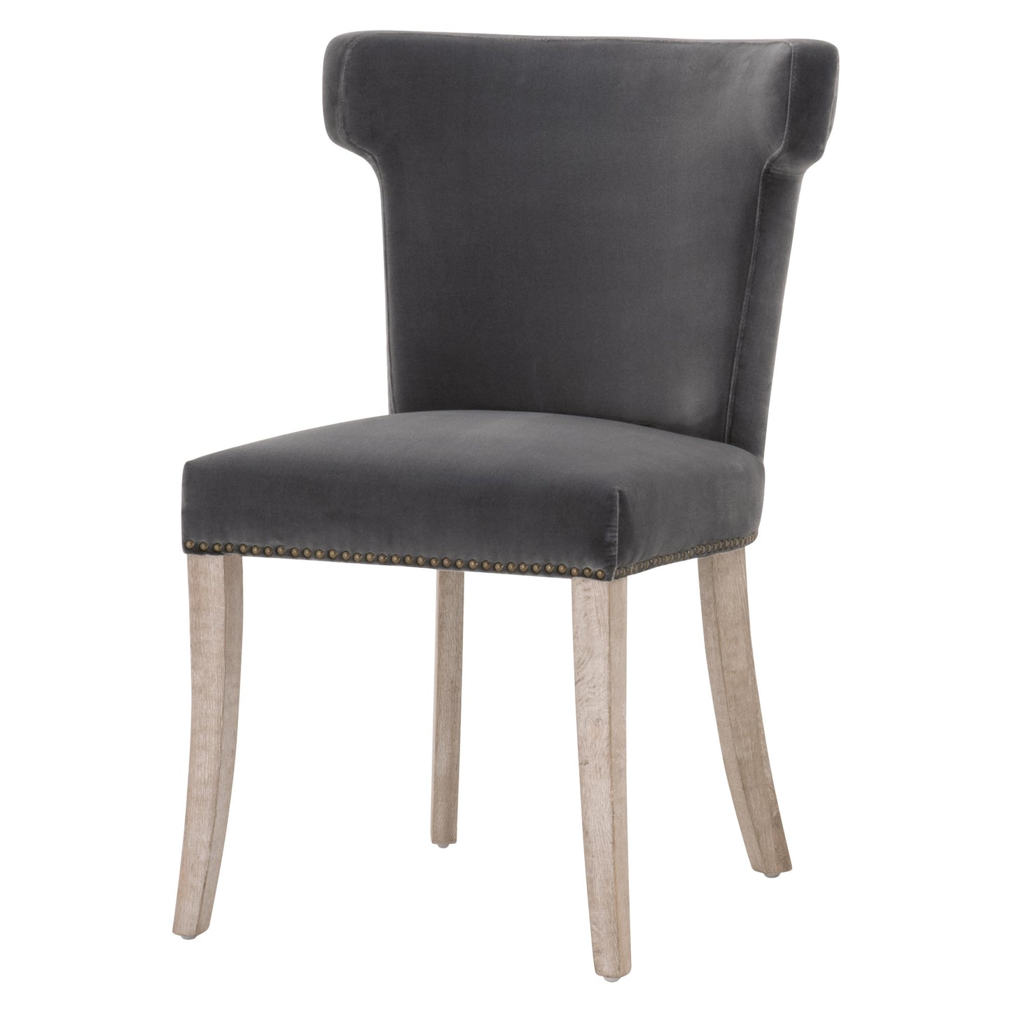 Gray And Brown Upholstered Velvet Side chair