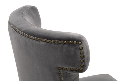 Gray And Brown Upholstered Velvet Side chair
