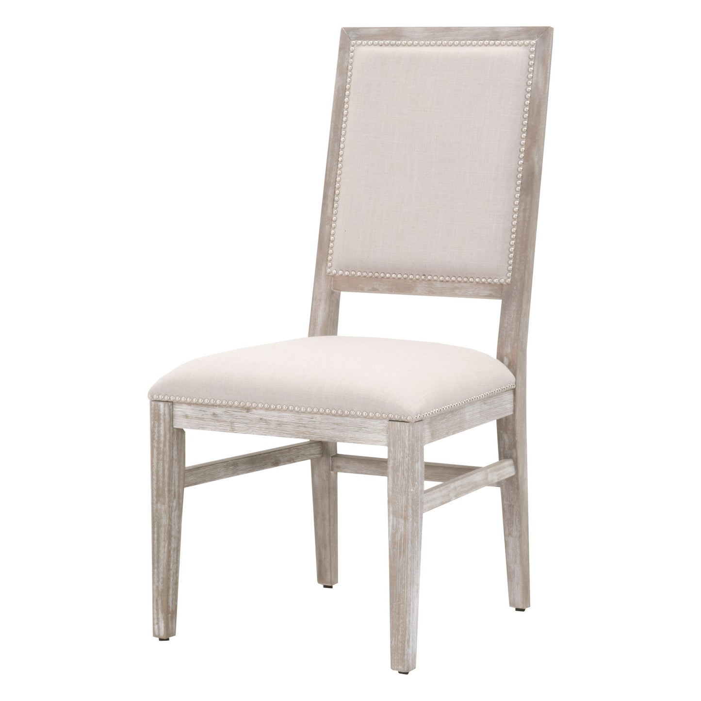 Set Of Two Light Gray Upholstered Linen Side Chairs