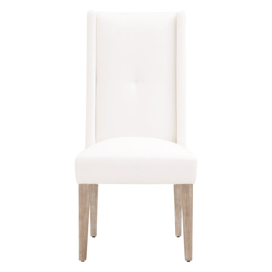 Set Of Two White And Brown Upholstered Polyester Side Chairs