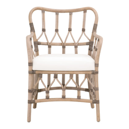 White And Brown Upholstered Polyester Bentwood Back Arm chair