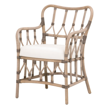 White And Brown Upholstered Polyester Bentwood Back Arm chair