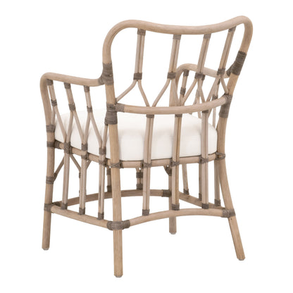 White And Brown Upholstered Polyester Bentwood Back Arm chair