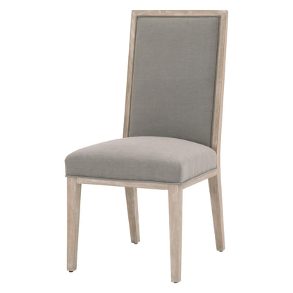 Set Of Two Gray And Brown Upholstered Polyester Side Chairs