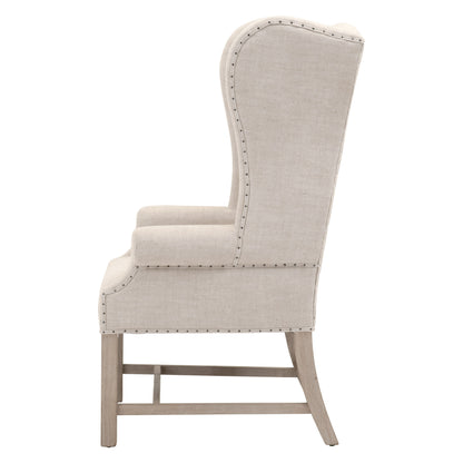 Bisque And Brown Upholstered Polyester Wing Back Arm chair