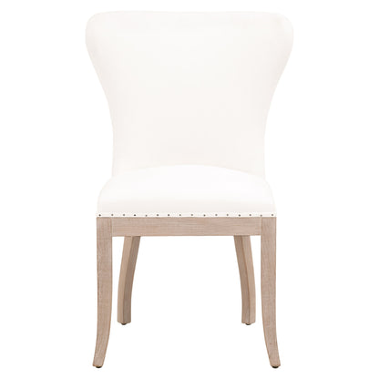 Set Of Two White And Brown Upholstered Polyester Side Chairs