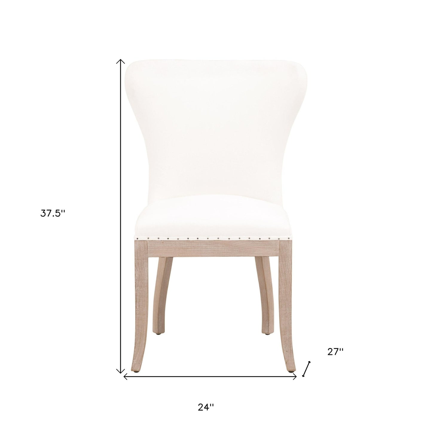 Set Of Two White And Brown Upholstered Polyester Side Chairs