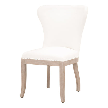 Set Of Two White And Brown Upholstered Polyester Side Chairs