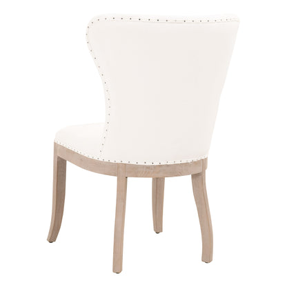 Set Of Two White And Brown Upholstered Polyester Side Chairs