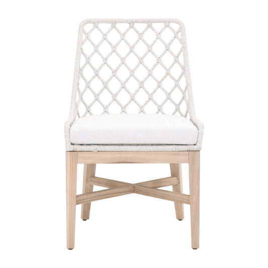 24" White And Natural Solid Wood Dining Chair With White Cushion