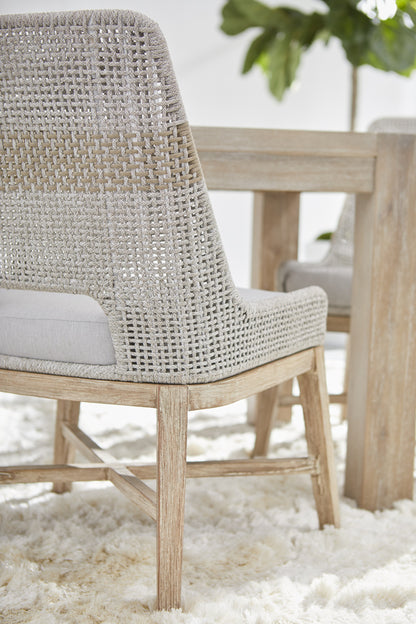 Set Of Two Light Gray And Brown Upholstered Fabric Side Chairs