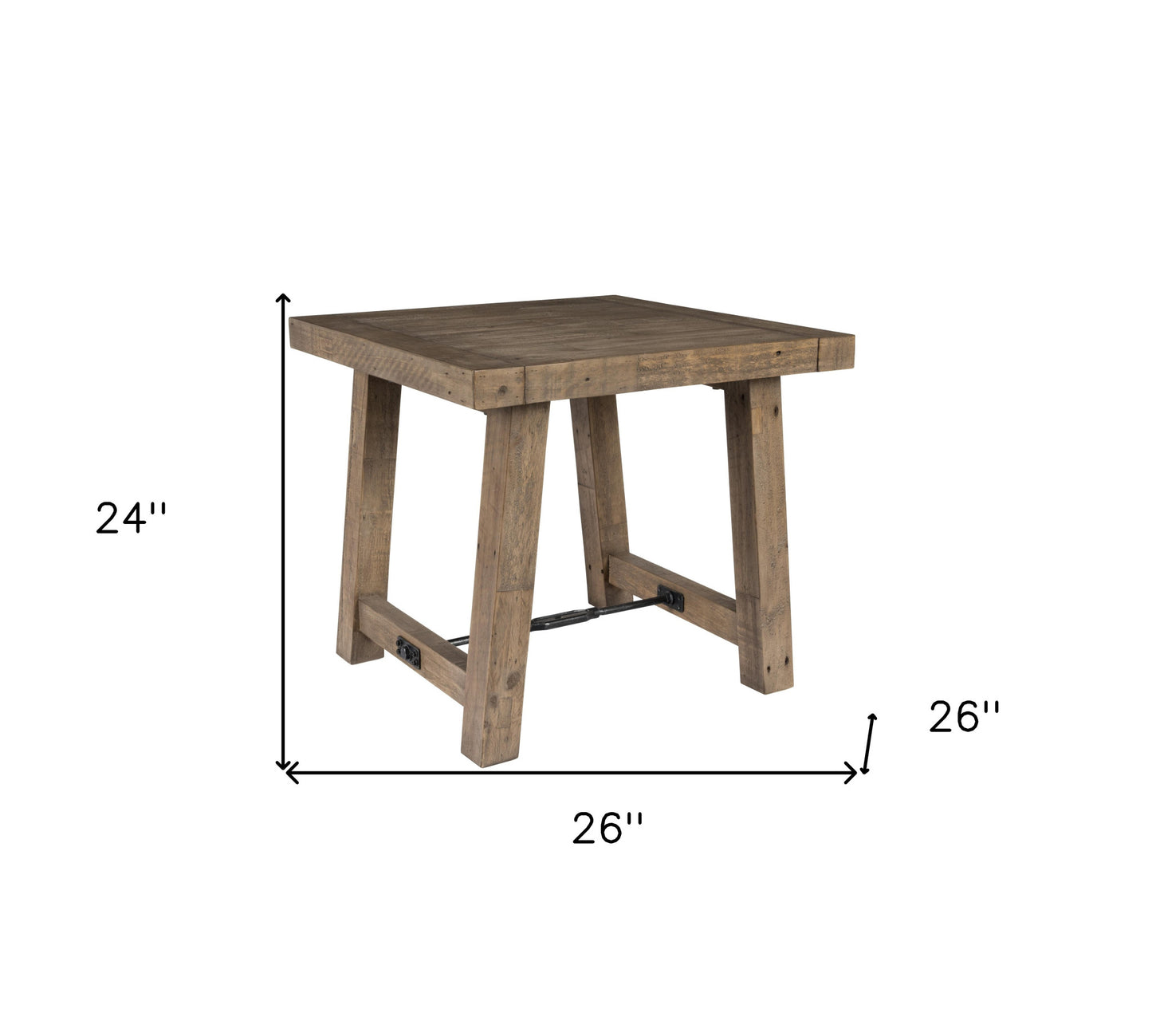 24" Wood Brown Solid Wood End Table