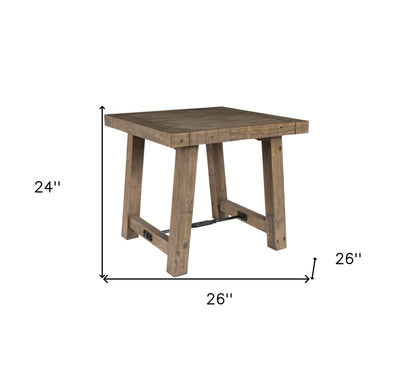 24" Wood Brown Solid Wood End Table