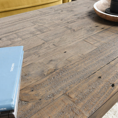 55" Brown Solid Wood Distressed Coffee Table