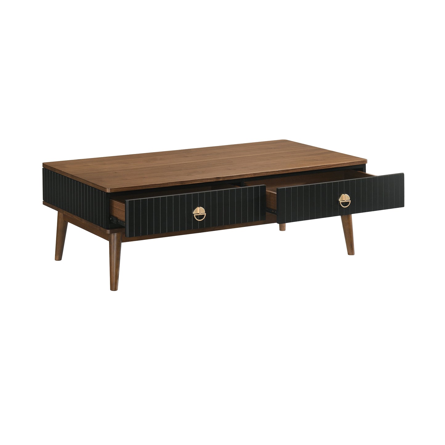 47" Brown Solid Wood Coffee Table With Two Drawers