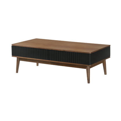 47" Brown Solid Wood Coffee Table With Two Drawers