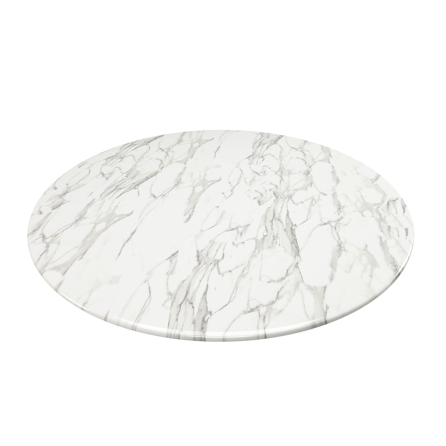 32" White And Black Marble And Metal Dining Table