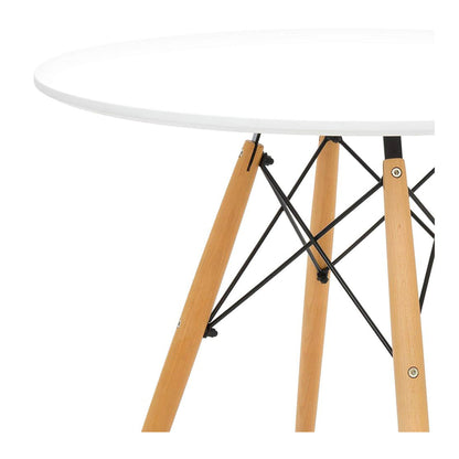 30" White And Natural Manufactured Wood And Solid Wood Dining Table
