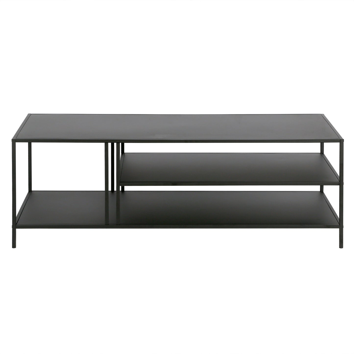 48" Black Steel Coffee Table With Two Shelves