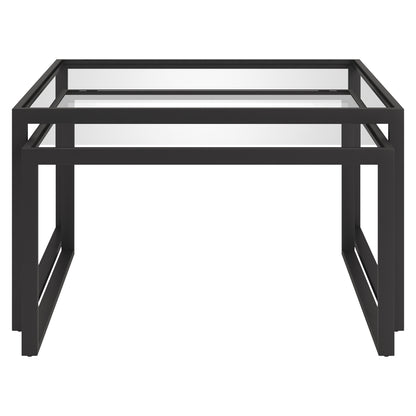 Set of Two 30" Black Glass And Steel Square Nested Coffee Tables