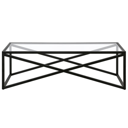 54" Black Glass And Steel Coffee Table