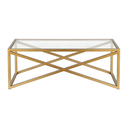 46" Gold Glass And Steel Coffee Table