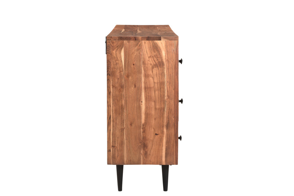 60" Brown Solid Wood Six Drawer Dresser