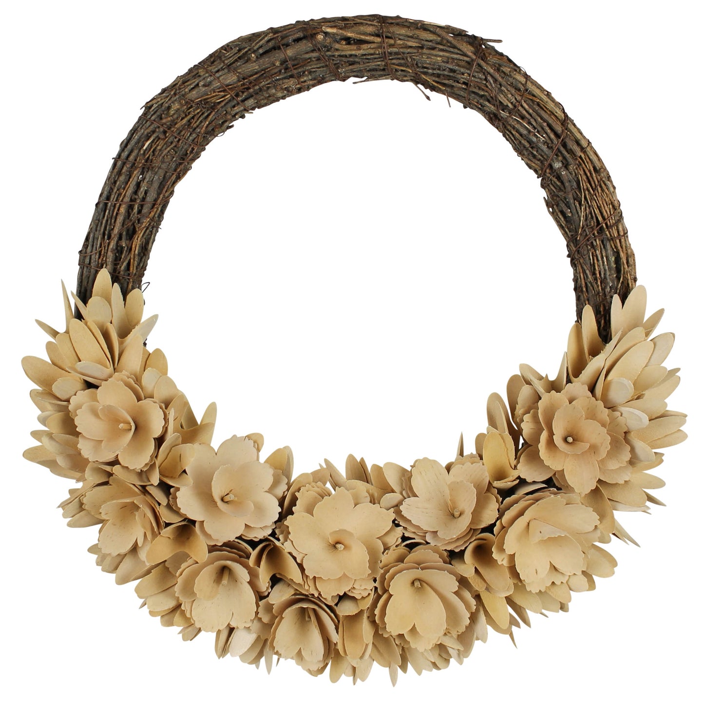 4" Tan Artificial Wood Curl Wreath