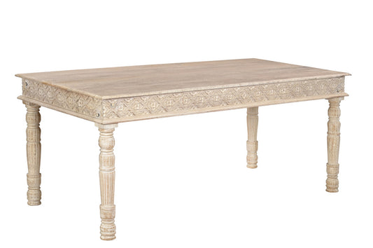 72" White Solid Wood Dining Table