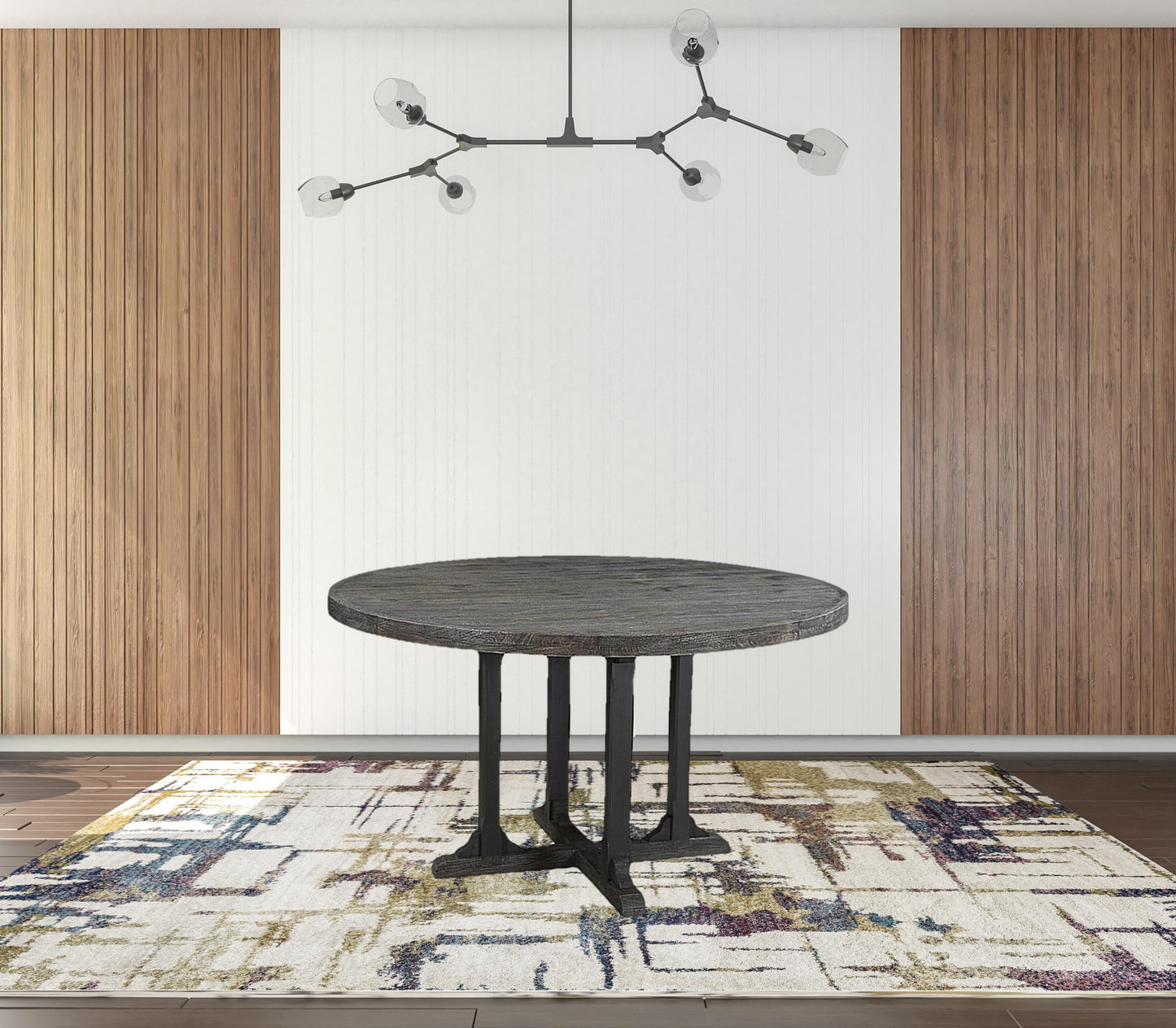 54" Black Solid Wood Dining Table