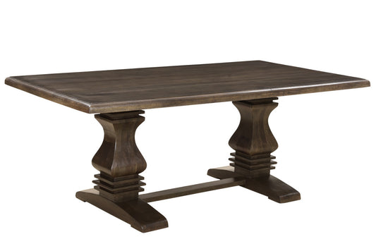 76" Dark Brown Solid Wood Dining Table
