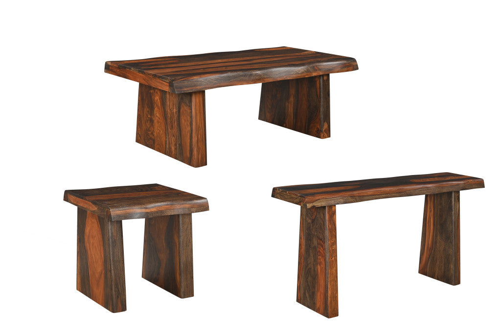 51" Dark Brown Solid Wood Coffee Table
