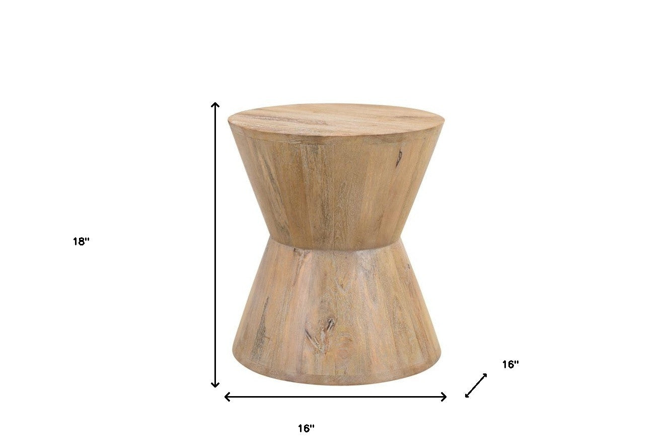 18" Wood Brown Solid Wood Round End Table