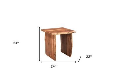 24" Brown Solid Wood End Table