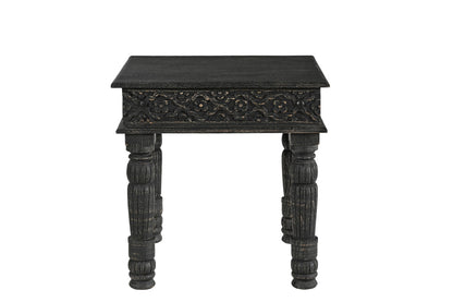 24" Black Solid Wood End Table