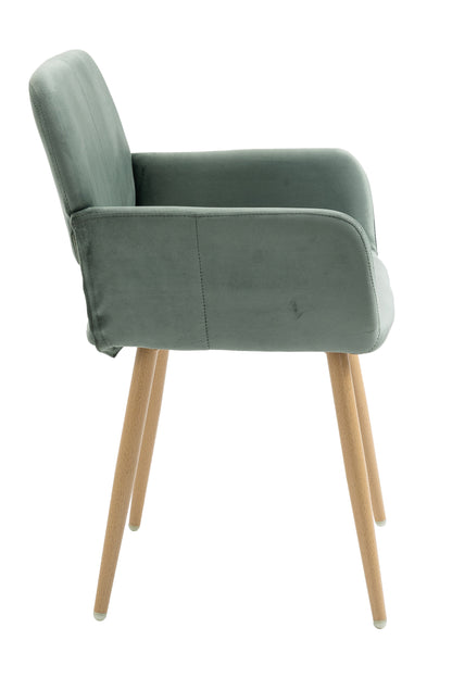 Green Upholstered Velvet Open Back Dining Chair