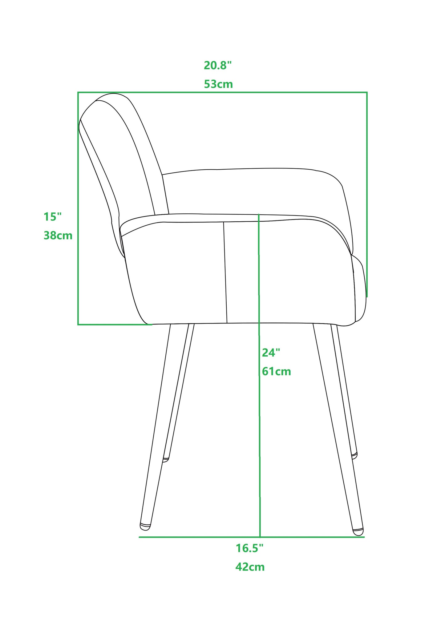 Green Upholstered Velvet Open Back Dining Chair