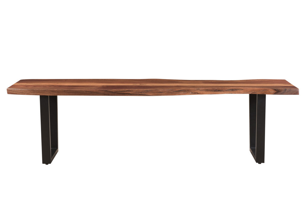 66" Brown And Black Solid Wood Dining bench