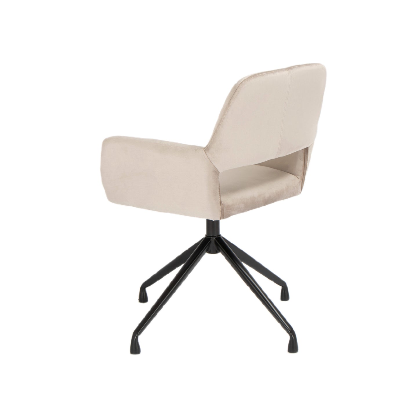 Beige and Black Velvet Swivel Office Chair