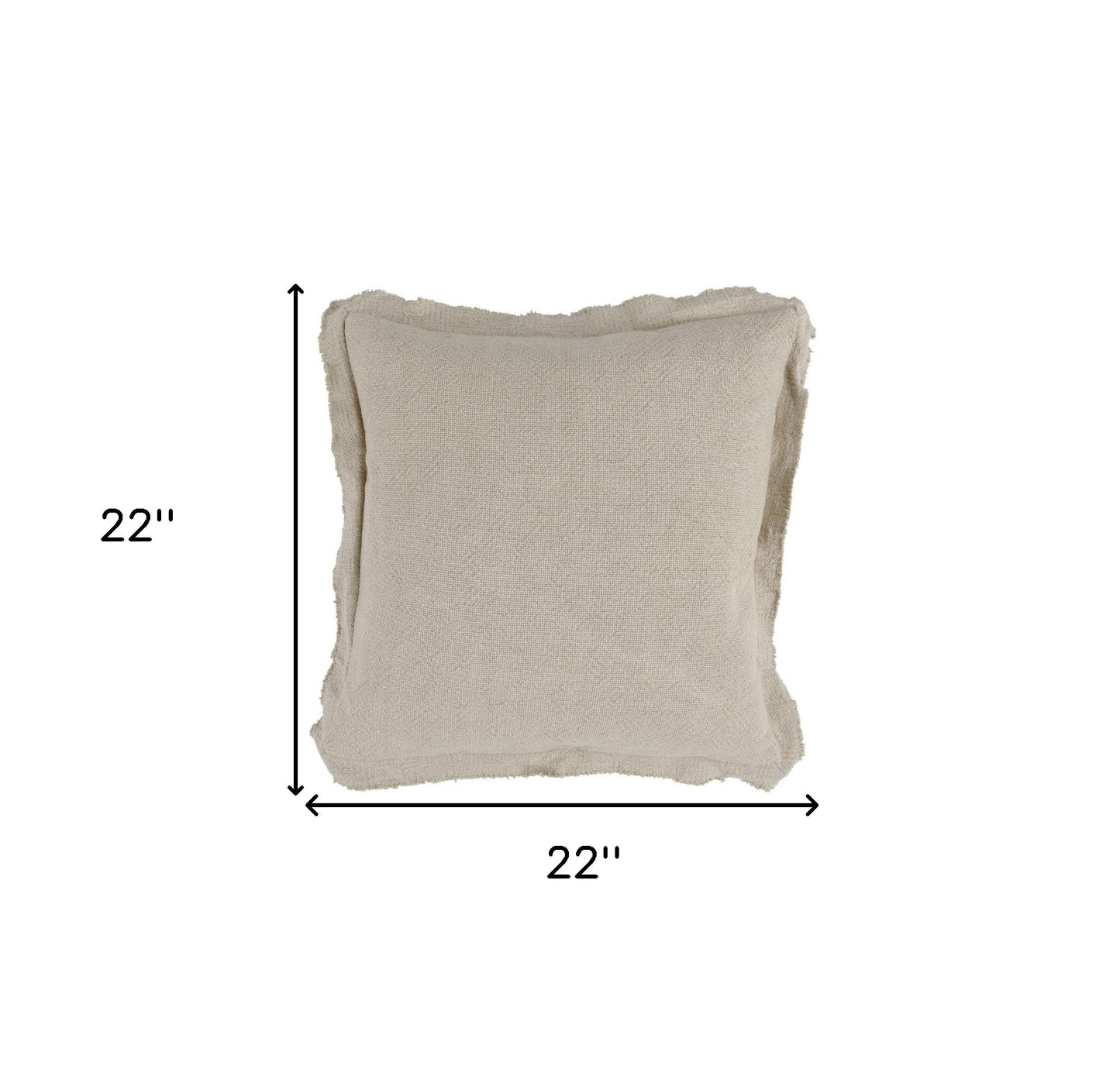 22" X 22" Beige Linen Zippered Pillow