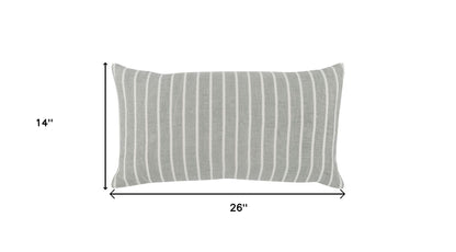 14" X 26" Gray Linen Zippered Pillow