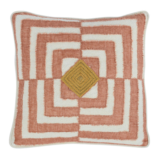 22" X 22" Pink Linen Geometric Zippered Pillow