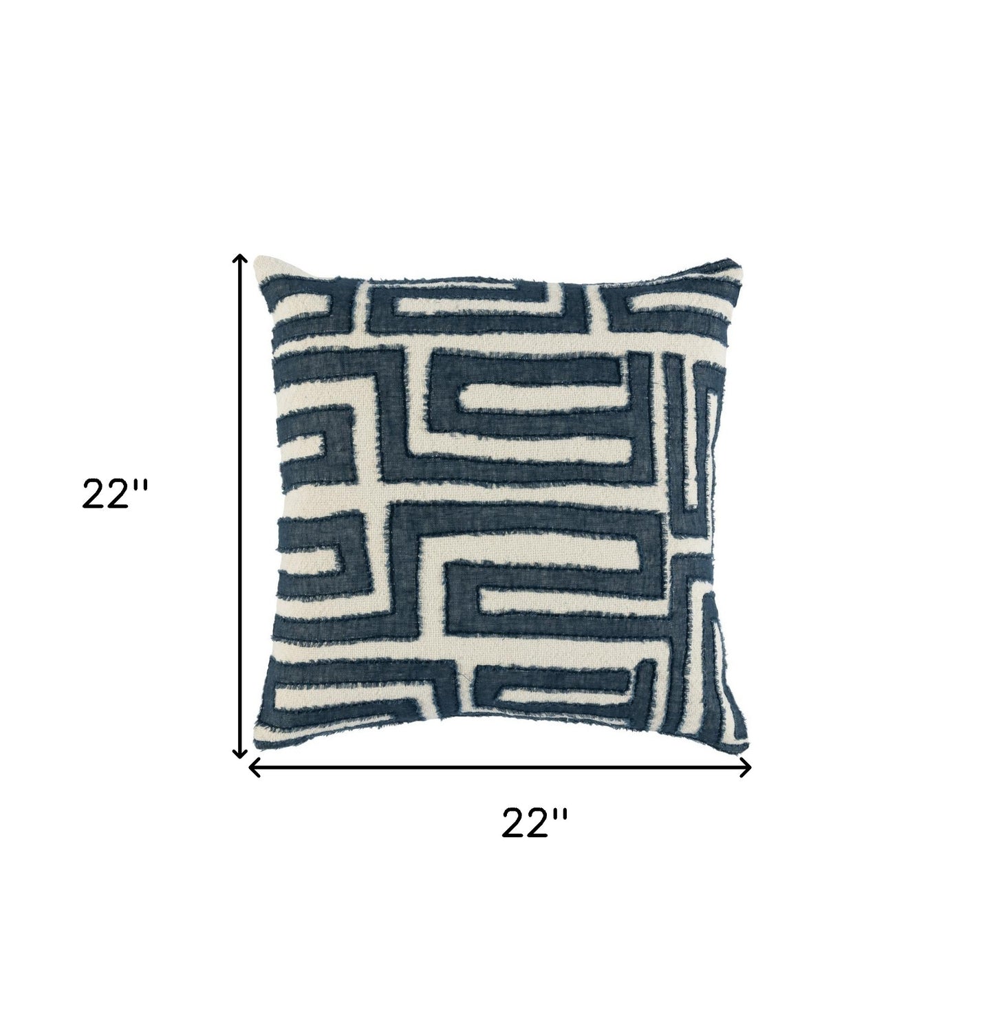 22" X 22" Blue Linen Geometric Zippered Pillow